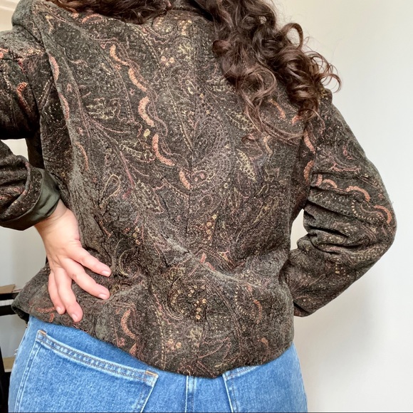 Vintage fall 90s tapestry petite jacket - Picture 3 of 5